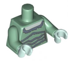 Torso Female Outline Light Aqua Skin and Dress with Gray Ruffles Pattern / Sand Green Arms / Light Aqua Hands