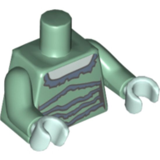 Torso Female Outline Light Aqua Skin and Dress with Gray Ruffles Pattern / Sand Green Arms / Light Aqua Hands