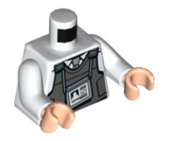 Torso Collared Shirt, Light Bluish Gray Tie, Dark Bluish Gray Vest, ID Badge and Silver Radio on Back Pattern / White Arms / Light Nougat Hands