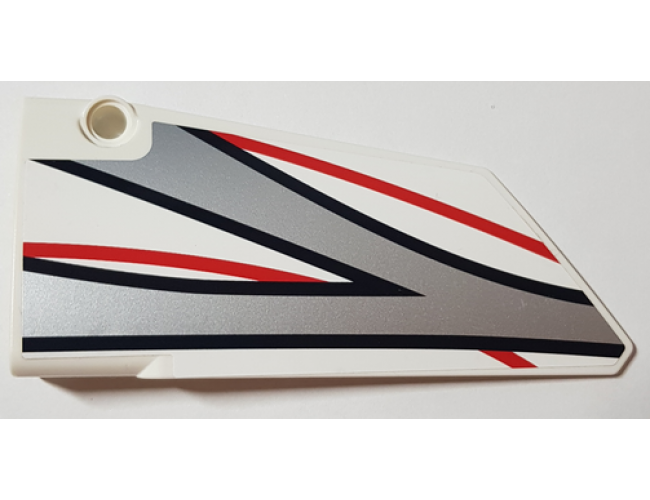 Technic, Panel Fairing #17 Large Smooth, Side A with Black, Red and Silver Stripes Pattern (Sticker) - Set 42000