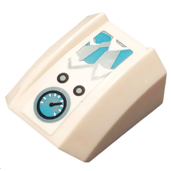 Slope, Curved 2 x 2 Lip with Ice, Buttons and Gauge Pattern (Sticker) - Set 70667