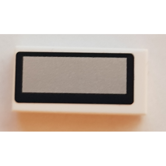 Tile 1 x 2 with Vehicle Mirror Black Border and Rounded Corners Pattern (Sticker) - Set 42000