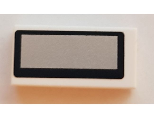 Tile 1 x 2 with Vehicle Mirror Black Border and Rounded Corners Pattern (Sticker) - Set 42000