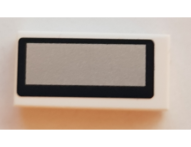 Tile 1 x 2 with Vehicle Mirror Black Border and Rounded Corners Pattern (Sticker) - Set 42000