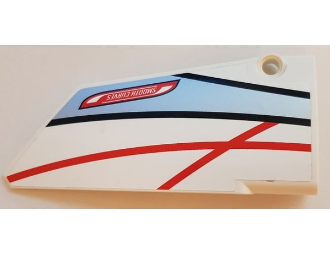 Technic, Panel Fairing #18 Large Smooth, Side B with 'SMOOTH CURVES', Black, Red and Silver Stripes Pattern (Sticker) - Set 42000