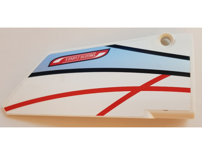 Technic, Panel Fairing #18 Large Smooth, Side B with 'SMOOTH CURVES', Black, Red and Silver Stripes Pattern (Sticker) - Set 42000