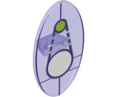 Minifigure, Shield Oval with Dimensions Keystone Symbol with 1 Large White and 1 Small Lime Circles Pattern