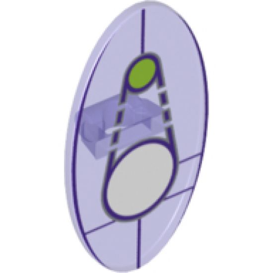 Minifigure, Shield Oval with Dimensions Keystone Symbol with 1 Large White and 1 Small Lime Circles Pattern