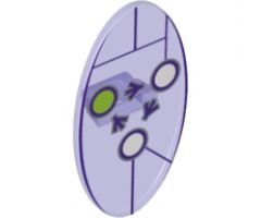 Minifigure, Shield Oval with Dimensions Keystone Symbol with 3 White and Lime Circles Pattern