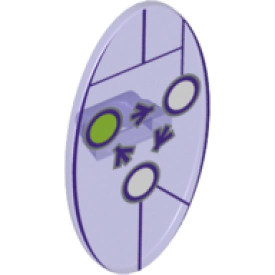Minifigure, Shield Oval with Dimensions Keystone Symbol with 3 White and Lime Circles Pattern