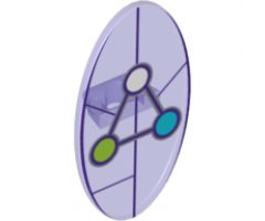 Minifigure, Shield Oval with Dimensions Keystone Symbol with White, Lime and Medium Azure Circles Pattern