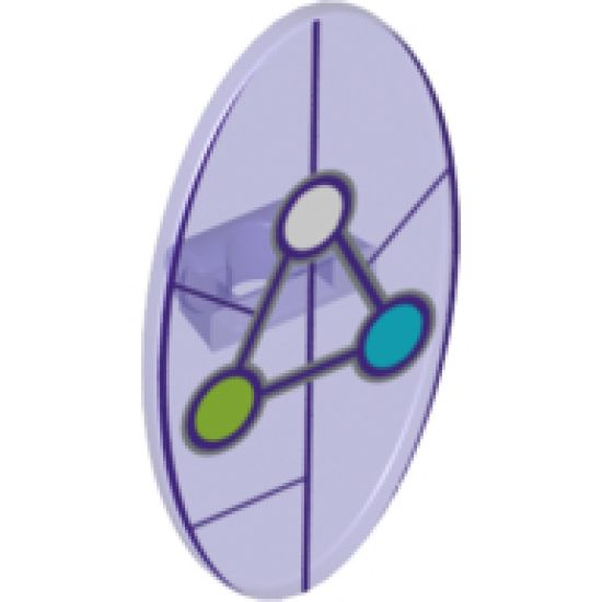 Minifigure, Shield Oval with Dimensions Keystone Symbol with White, Lime and Medium Azure Circles Pattern