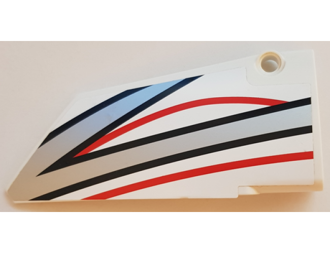 Technic, Panel Fairing #18 Large Smooth, Side B with Black, Red and Silver Stripes Pattern (Sticker) - Set 42000