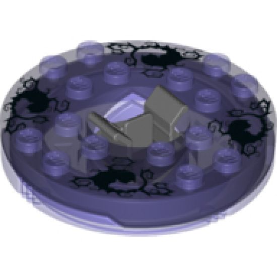 Turntable 6 x 6 x 1 1/3 Round Base with Trans-Purple Top and Black and White Pattern (Ninjago Spinner)