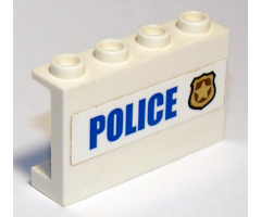 Panel 1 x 4 x 2 with Side Supports - Hollow Studs with 'POLICE' and Badge Pattern (Sticker) - Set 60142