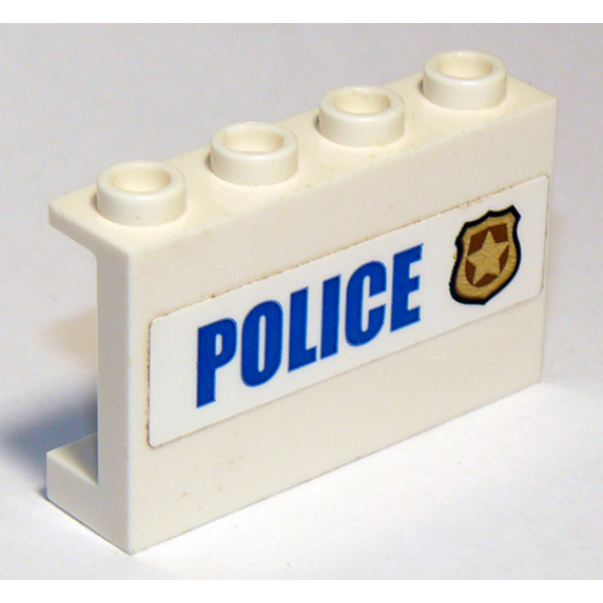 Panel 1 x 4 x 2 with Side Supports - Hollow Studs with 'POLICE' and Badge Pattern (Sticker) - Set 60142