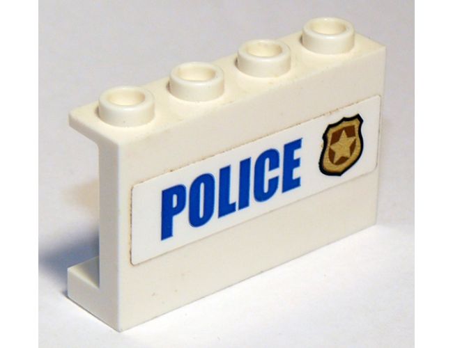 Panel 1 x 4 x 2 with Side Supports - Hollow Studs with 'POLICE' and Badge Pattern (Sticker) - Set 60142