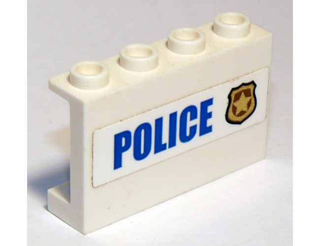 Panel 1 x 4 x 2 with Side Supports - Hollow Studs with 'POLICE' and Badge Pattern (Sticker) - Set 60142