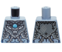 Torso Chima Dark Bluish Gray Armor, Silver Buckles, Bat Pendant and Dark Azure Round Jewel (Chi) Pattern