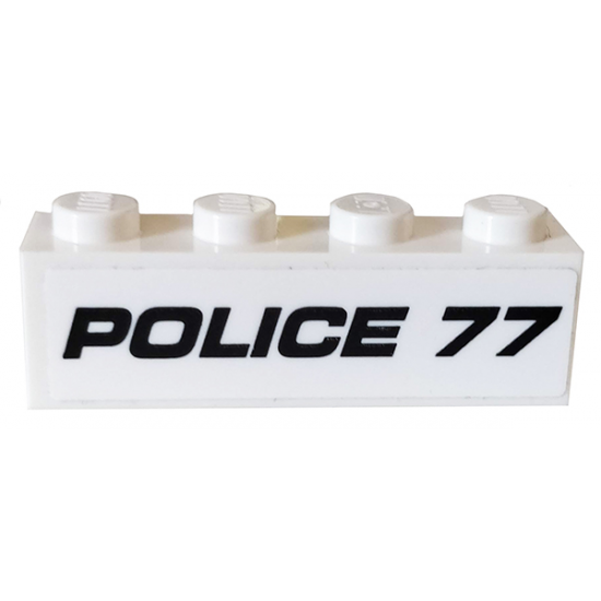 Brick 1 x 4 with Black 'POLICE 77' Pattern (Sticker) - Set 76059