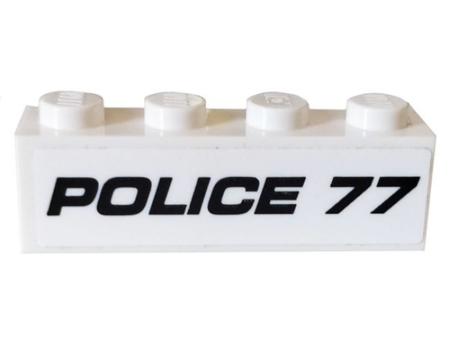 Brick 1 x 4 with Black 'POLICE 77' Pattern (Sticker) - Set 76059