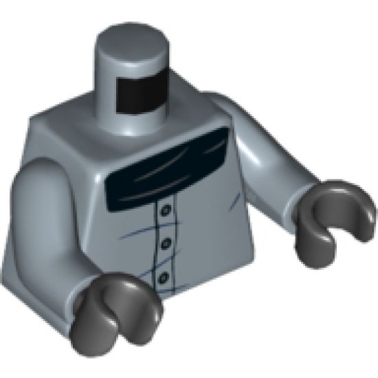 Torso Shirt with Black Top, Three Buttons, and Wrinkles Pattern / Sand Blue Arms / Black Hands