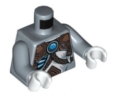 Torso Fur with Glowing Bones, Copper Armor with Rivets, Chains and Blue Round Jewel (Chi) Pattern / Sand Blue Arms / White Hands