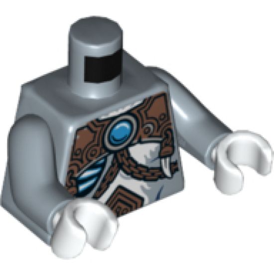 Torso Fur with Glowing Bones, Copper Armor with Rivets, Chains and Blue Round Jewel (Chi) Pattern / Sand Blue Arms / White Hands