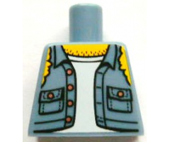 Torso Shirt Torn Off Sleeves, Buttons on Pockets, Jolly Roger Back Pattern