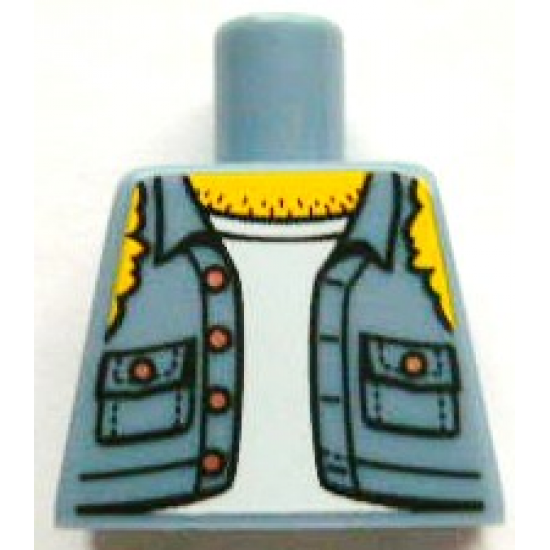 Torso Shirt Torn Off Sleeves, Buttons on Pockets, Jolly Roger Back Pattern