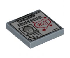 Tile 2 x 2 with Clipboard with 'ARKHAM ASYLUM', Joker Image and Red 'H & J' in Heart Pattern