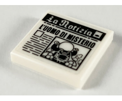 Tile 2 x 2 with Newspaper 'La Notizia' and 'L'UOMO DI MISTERIO' Pattern (Sticker) - Set 76129