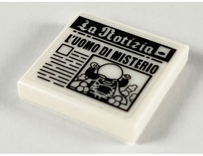 Tile 2 x 2 with Newspaper 'La Notizia' and 'L'UOMO DI MISTERIO' Pattern (Sticker) - Set 76129