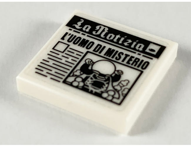 Tile 2 x 2 with Newspaper 'La Notizia' and 'L'UOMO DI MISTERIO' Pattern (Sticker) - Set 76129