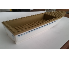Boat Hull Unitary 28 x 8 with Dark Tan Top with Dark Blue 'de luxe' and Stripes Pattern on Both Sides (Stickers) - Set 60221