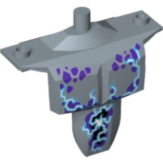 Large Figure Part Torso Armor Shoulder Studs with Dark Purple Spots and White and Medium Blue Lightning Pattern