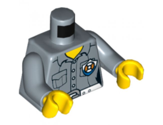 Torso Coast Guard Female Shirt with Buttons, Pockets, White Belt and Badge Pattern / Sand Blue Arms / Yellow Hands