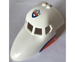 Aircraft Fuselage Curved Forward 6 x 10 with 5 Window Panes with Coast Guard Logo on Top and Blue Stripe on Orange Triangle with '01' Pattern on Both Sides (Stickers) - Set 60164