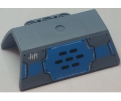 Technic, Panel Engine Block Half / Side Intake with Armor Plates, Dark Azure Vent Grille and Stripe, White Tally Marks Pattern Model Right Side (Sticker) - Set 70131