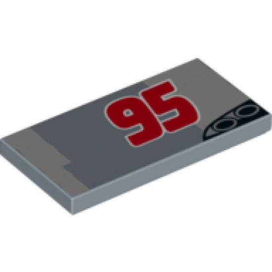 Tile 2 x 4 with Red '95', Exhaust Pipes and Gray Pattern Model Left Side