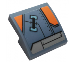 Slope, Curved 2 x 2 with Orange and Light Bluish Gray Hull Plates Pattern Model Right Side (Sticker) - Set 76102