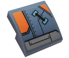 Slope, Curved 2 x 2 with Orange and Light Bluish Gray Hull Plates Pattern Model Left Side (Sticker) - Set 76102