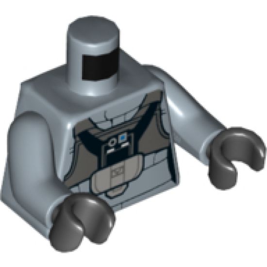 Torso SW Rebel A-wing Pilot with Dark Gray Vest and Black Front Panel with Breathing Apparatus Pattern / Sand Blue Arms / Black Hands