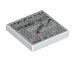 Tile 2 x 2 with Newspaper 'DAILY PLANET' and 'CAPED WONDER STUNS CITY' Pattern