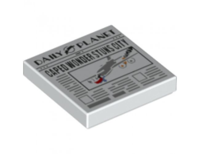Tile 2 x 2 with Newspaper 'DAILY PLANET' and 'CAPED WONDER STUNS CITY' Pattern