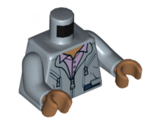 Torso Jumpsuit with Silver Zippers and 2 Pockets over Lavender Shirt with Collar Pattern / Sand Blue Arms / Medium Nougat Hands