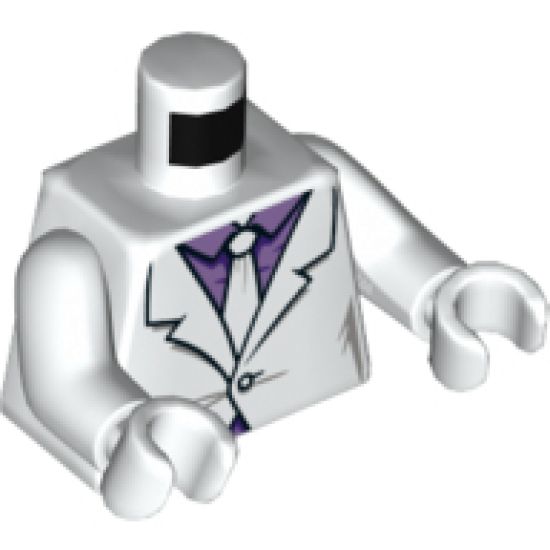 Torso Suit, Medium Lavender Shirt, White Tie Pattern / White Arms / White Hands
