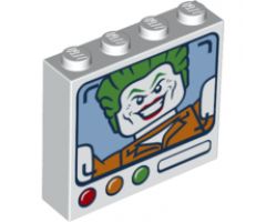 Brick 1 x 4 x 3 with Monitor and Joker on Screen, Red, Orange and Green Round Buttons Pattern