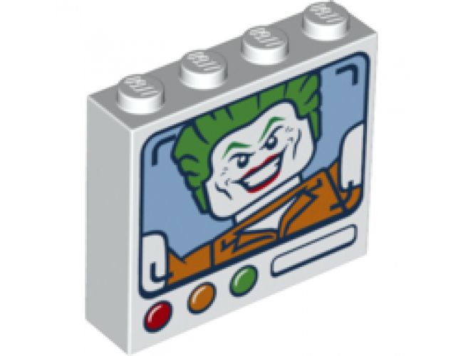 Brick 1 x 4 x 3 with Monitor and Joker on Screen, Red, Orange and Green Round Buttons Pattern