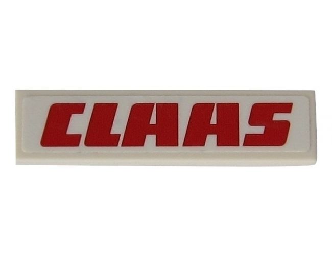 Tile 1 x 4 with Red 'CLAAS' on White Background Pattern (Sticker) - Set 42054